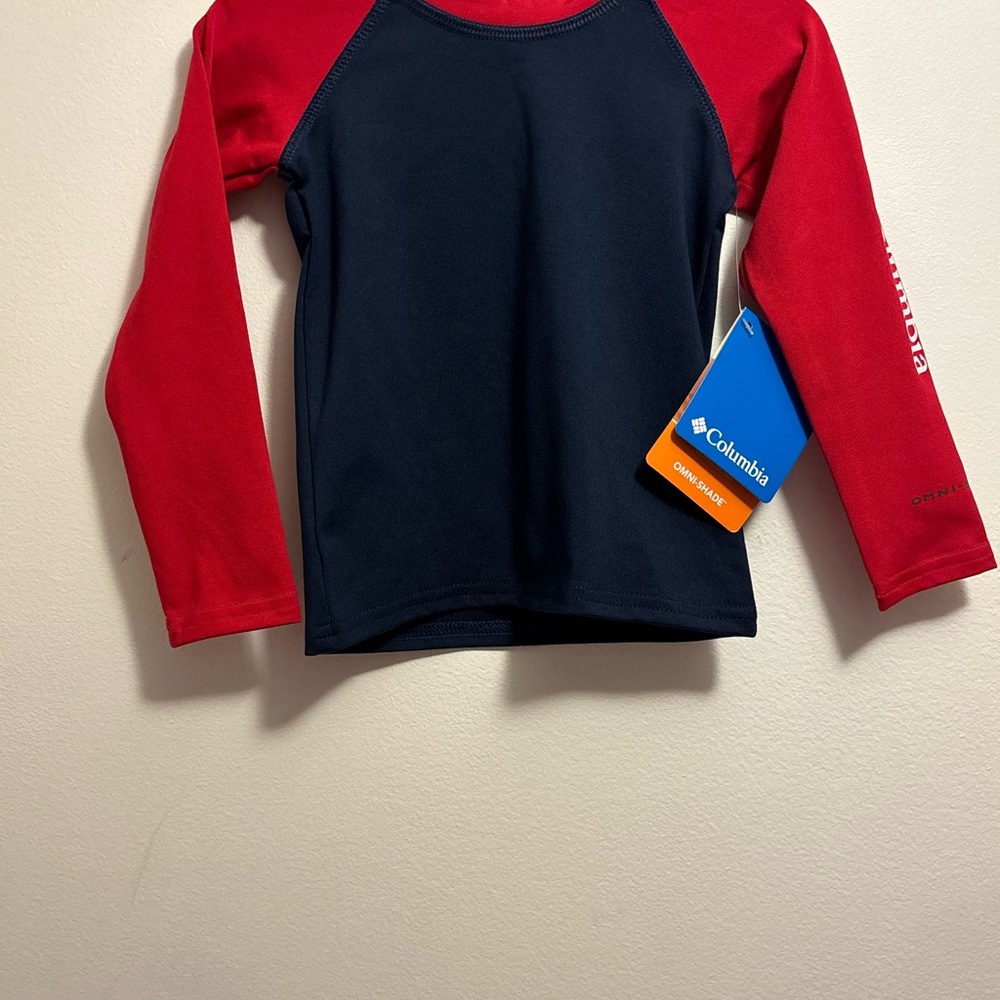 NWT 2T Columbia Kids Red and Black Long Sleeve Sunguard